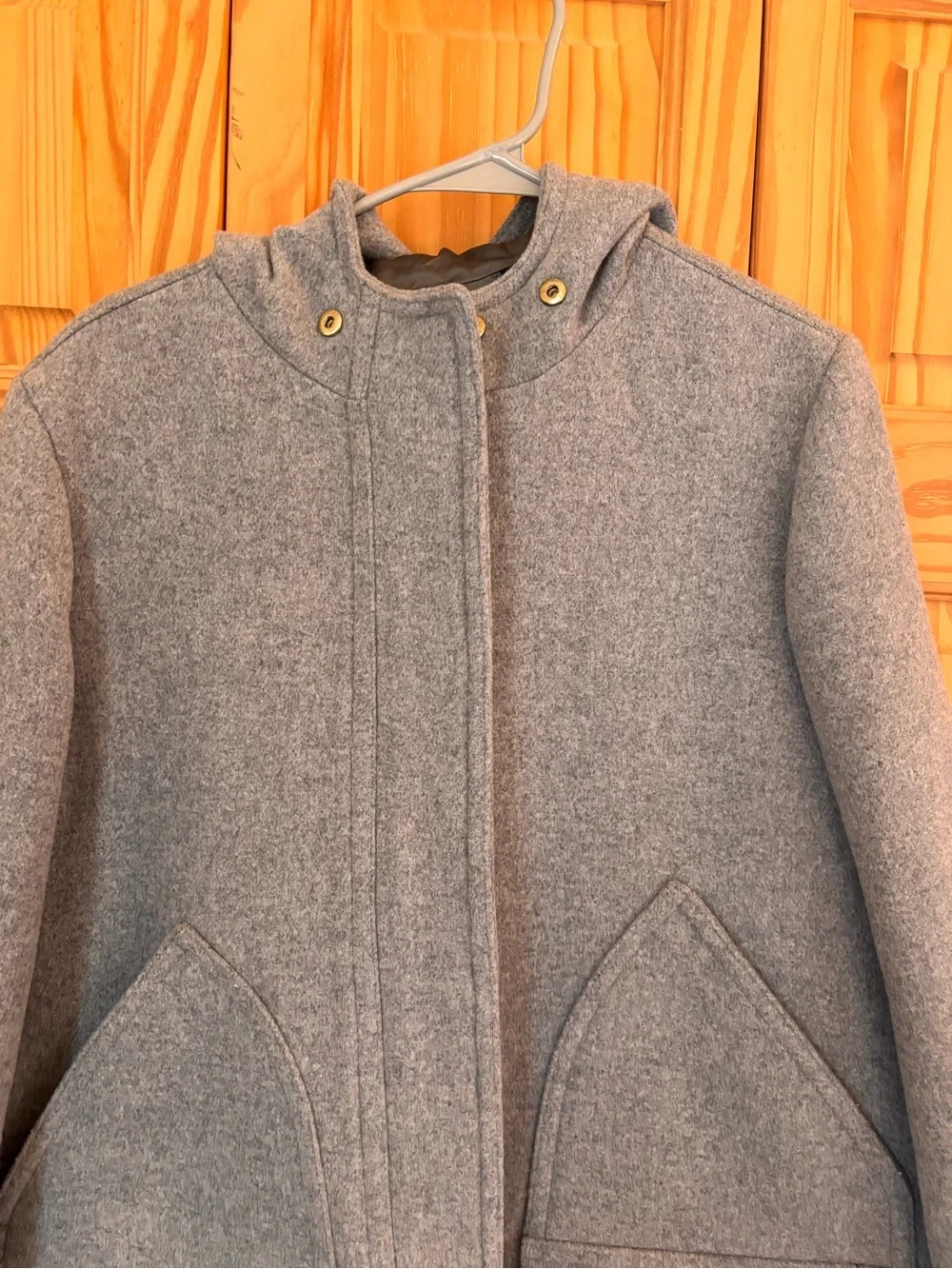 J Crew Gray Wool-Blend Hooded Coat - Picture 3 of 10